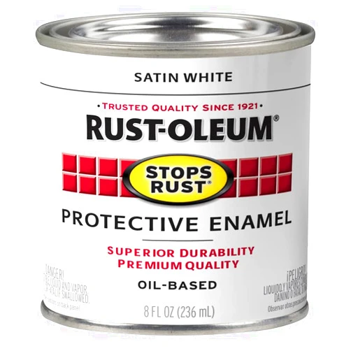 Rust-Oleum Stops Rust Satin White Oil-Based Industrial Enamel Paint Half-Pint, 1/2 pt