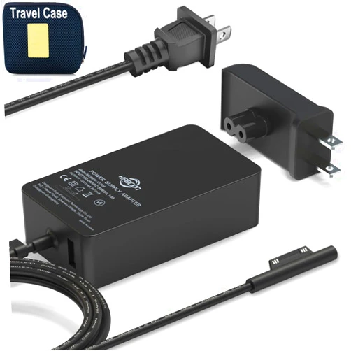 KABCON 65W Surface Pro Laptop Charger for Microsoft Surface Pro 10 9 8 7+ X 7 6 5 4 3, Windows Surface Laptop 7 6 5 Studio 4 Go 3 2, Surface Go 2 3, Surface Book 2 1, Support 44W 36W, 10.1FT Cord&Travel Case