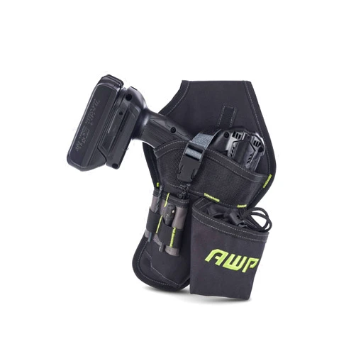 AWP Angled Drill Holster | Heavy-Duty Polyester Drill Holster Designed to Sit on Belt and Hold Weight Evenly | Black | Fits Most Drills