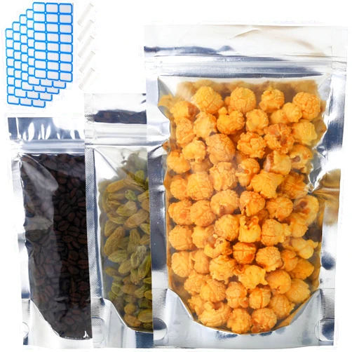 Circloophs 100-Pack Reclosable Large Mylar Bags for Food Storage 6.3