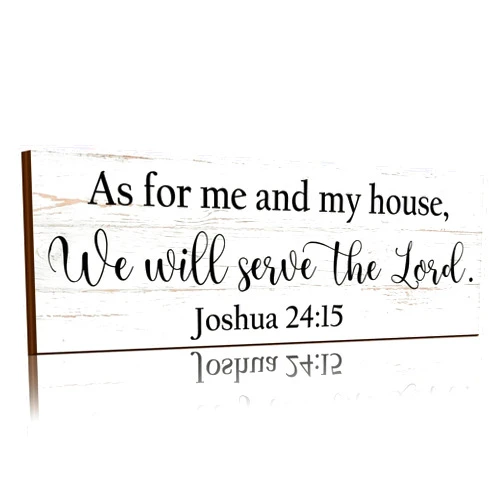 Jetec Farmhouse Bible Verse Scripture Wall Signs, As for Me and My House We Will Serve the Lord Wooden Plaque Decor for Church Home Christian Wall Art Decor (Joshua)