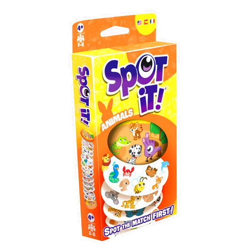 Zygomatic Spot It! Animals (2024 Refresh) - Eco-Blister Edition, 5-in-1 Visual Perception Game for Quick Reflexes and Family Fun, Ages 4+, 2-8 Players, 15 Minute Playtime, Made