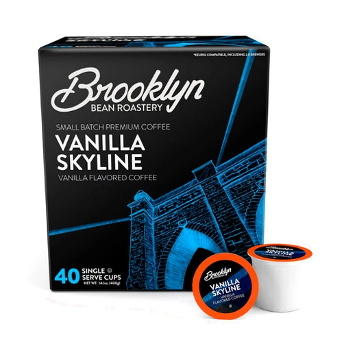 Brooklyn Beans Vanilla Skyline Gourmet Coffee Pods, Compatible with 2.0 Keurig K Cup Brewers, 40 Count