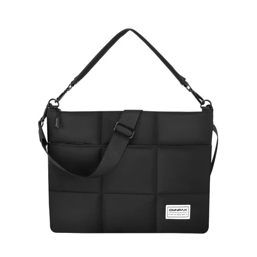 Omnpak Puffy Laptop Sleeve for Surface Pro 9 with Detachable Shoulder Strap and Carry Strap, Shoulder Handbag, Satchel Bag, Pillow Case Compatible for Surface Pro 11/10/9/8/7, Black