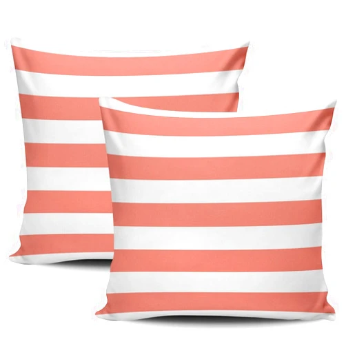 KELEMO Home Set of 2 Pillow Case White Coral Nautical Stripes Outdoor Throw Pillow Covers Cushion Decorative Pillowcase Square 16 x 16 Inches