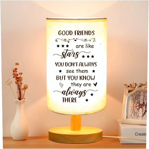 Fenreen My Bestie Gifts Friendship Gifts for Women Sister Christmas Birthday Gifts Sisters Gifts Linen Fabric Table Lamp Birthday Gifts for Bestie Best Friend Christmas Birthday Gifts for Sister