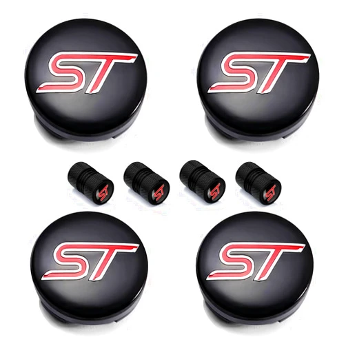 JULOPO 4PCS Car Wheel Center Cap 54mm/2.13in Compatible with st line Wheel Center Covers (Black red)