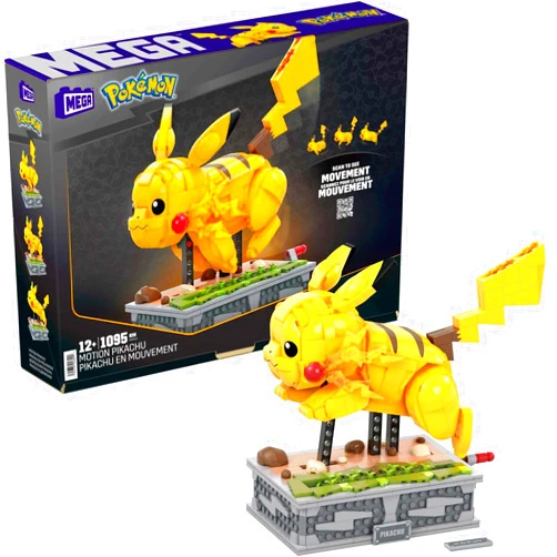 Mega Pokémon Building Toys Set Motion Pikachu with 1092 Pieces and Running Movement, for Adult Collectors