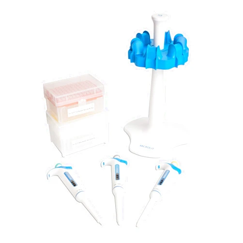 Microlit Nero 3-Piece Micropipette Starter Kit, Accurate Pipettors with Varied Liquid Capacity (2-20ul, 20-200ul, 100-1000ul), Calibrated Lab Pipettes with Carousel Pipette Holder Stand