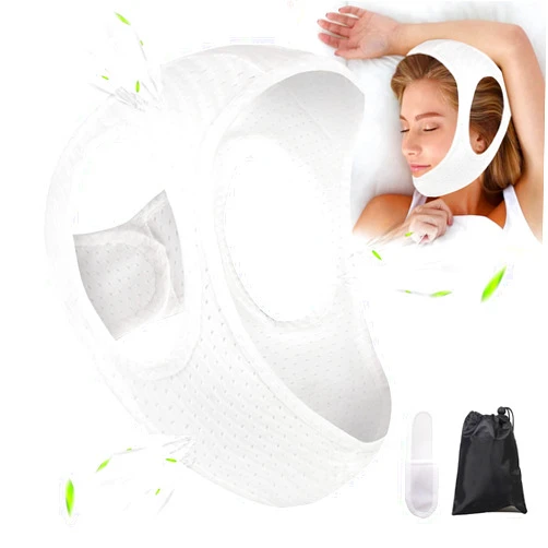 Forzacx Chin Strap for Cpap Users Anti Snoring Devices - Forzacx Breathable Cpap Chin Strap Snoring Solution, Soft Non-Stick Hair Snore Stopper, Elastic Easy to Wear - White
