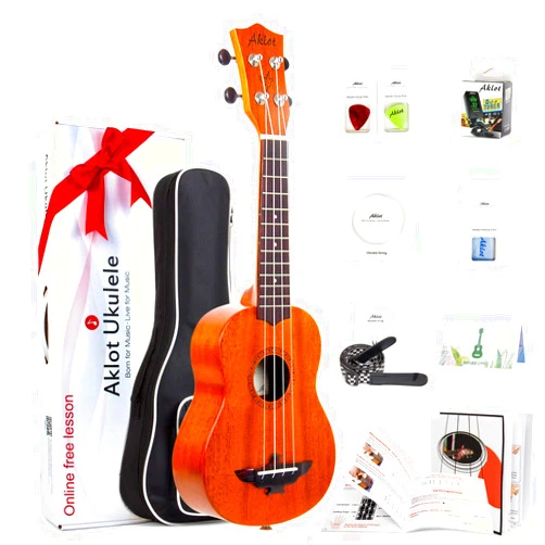 AKLOT Soprano Ukulele 21 Inch Solid Mahogany Ukelele for Professional Player with Uke Beginner Kit (Gig Bag, Picks, Tuner, Strap, String, Cleaning Cloth, Starter Manual)