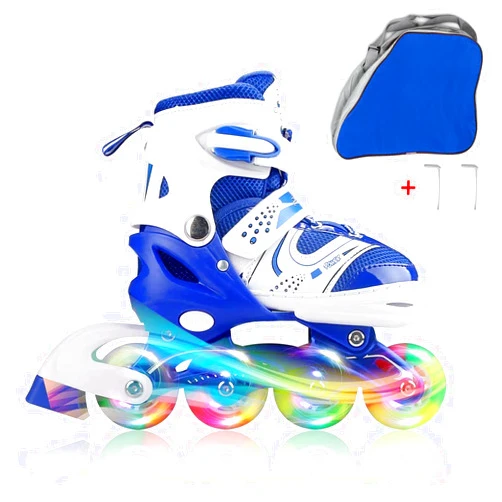 JIFAR Kids Adjustable Flashing Inline Skates for Boys Girls and Adults with Full Light Up Wheels, Outdoor Roller Skates for Kids Beginner Ages 6-8-12-14, Men and Women