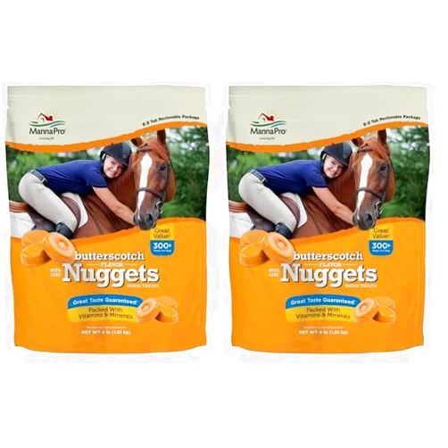 Manna Pro Bite-Size Nuggets for Horses – Horse Training Treats – Butterscotch Flavored Treats for Horses – 4 pounds (Pack of 2)