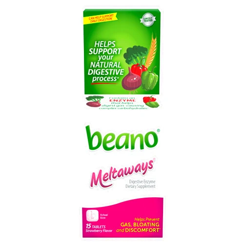 Beano Meltaways, Gas Prevention & Digestive Enzyme Supplement, Strawberry Flavor, 15 Count
