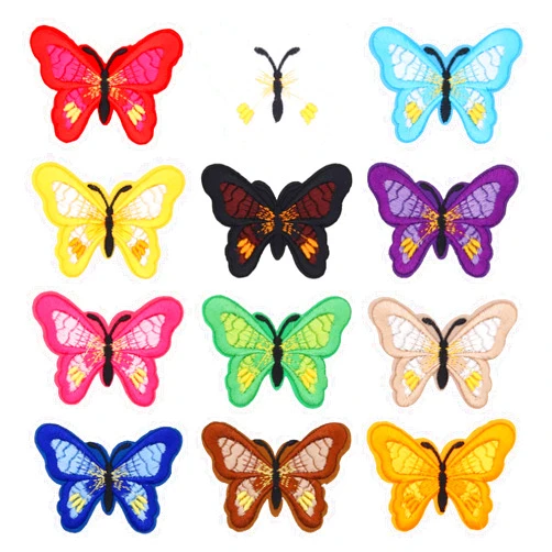 Winrase 12pcs Butterfly Iron on Patches Embroidered Motif Applique Assorted Size Decoration Sew On Patches Custom Patches for DIY Jeans, Jacket, Kid's Clothing,Bag,Caps,Arts Craft Sew Making (Butterfly 12pcs)
