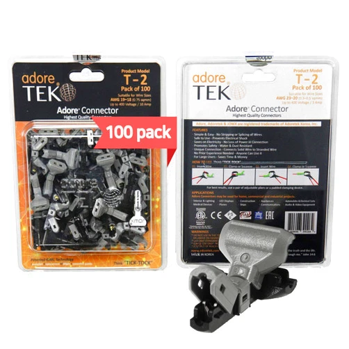 Adoretek T-Type Wire Connector [T-2H] NO Need to Peel NO-Splice NO-Tape and Water Resistant Easy and Fast Electrical Insulated Wire Terminals AGW 19~18 (0.75) 10A [100 PCS]