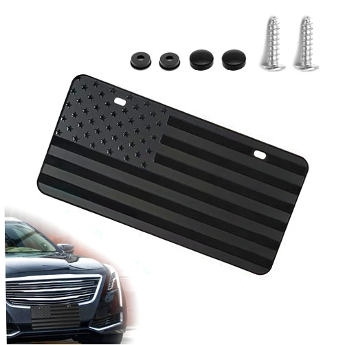 NOTISH American Flag License Plate, 3D Metal Embossed License Plate with Screws Caps Installation Accessories, Custom Novelty Vintage License Plate 6 x 12 inch - Black