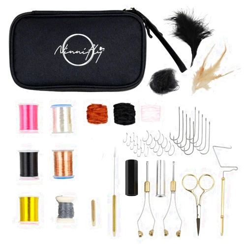 Ninnifly Fly Tying Kit for Beginners - Fly Tying Materials Kit w/Over 100 Tool Pieces/with Travel Case - All-in-ONE Beginner Starter Kit with Instructions