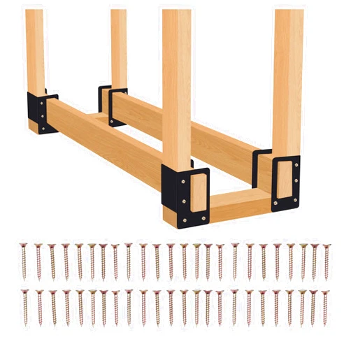 Zhitaoxun 4 Pack Firewood Log Storage Rack Bracket,Indoor Outdoor Adjustable Heavy Duty Powder Coated Steel Holder,Fireplace Wood Storage, Log Holder