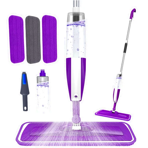 SOBONNE Microfiber Spray Mop for Floor Cleaning - Reusable Floor Mop with 3 Washable Pads, Refillable Bottle Flat Mop with Sprayer for Hardwood Laminate Wood Floor Cleaning