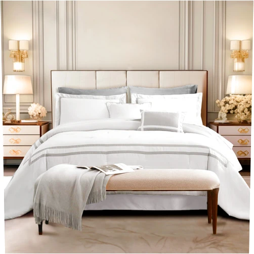 SHALALA NEW YORK SHALALA White Comforter Set Queen, 8-Piece Hydro-Brushed Wooly Feel Hotel Style Modern Luxury Bedding Comforter Set with Matching Fitted Sheet,Flat Sheet,Pillow Sham,Decorative Pillows for All Seasons