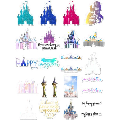 GupShuppies 20 Pcs Value Pack Castle Compatible Waterproof Sticker Decal Vinyl Aesthetic SUV Truck Colorful Laptop Bike Bumper Car Luggage Skateboard Water Bottle Guitar Windows Bumper Tumbler