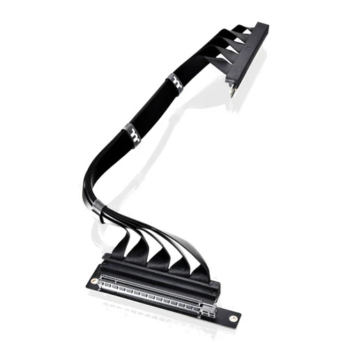 Thermaltake PCIe 4.0 Dual 90°Degree Connectors Riser Cable; 16Gbps High-Speed Transmission; 400mm; EMI Shielding; AC-077-CO1OTN-C1; 3 Year Warranty