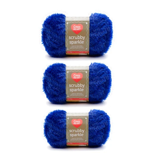 Red Heart Scrubby Sparkle Blueberry Yarn - 3 Pack of 85g/3oz - Polyester - 4 Medium (Worsted) - 174 Yards - Knitting/Crochet
