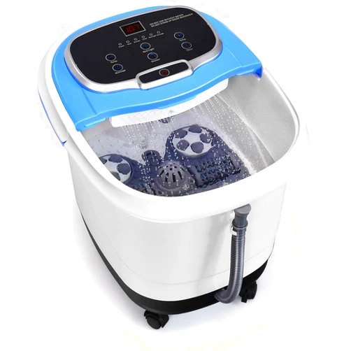 Giantex Foot Spa Bath Massager w/Heat, Adjustable Water Shower, Motorized Shiatsu Massage Balls & 2 Maize Rollers, Time & Temper Control, LED Display, Home Pedicure Foot Bath Tub (Blue)