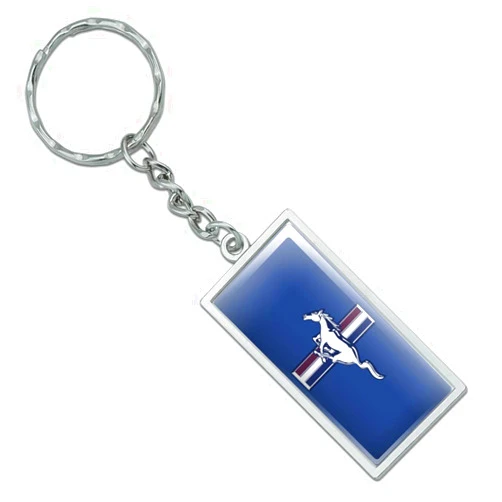 GRAPHICS & MORE Ford Mustang Logo Rectangle Chrome Plated Metal Keychain Key Chain
