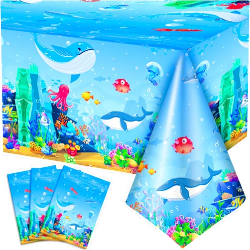 Fruitful Jewelry Under The Sea Tablecloth, 3 Pcs Sea Animal Table Cloth Set - Underwater Creatures Tablecloth, Under The Sea Party Tablecloth & Ocean Table Cloth, for Under The Sea Party Decorations Supplies