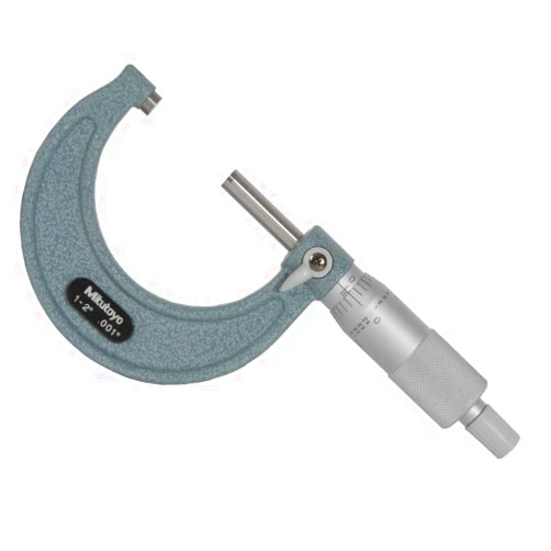 Mitutoyo 103-178 Outside Micrometer, Baked-enamel Finish, Ratchet Stop, 1-2