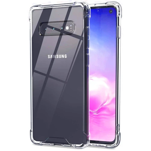 KIOMY Clear Case for Samsung Galaxy S10 Airbag Corners Shockproof Bumper Protective Phone Cover, Hybrid Design Hard PC Back with Flexible TPU Frame