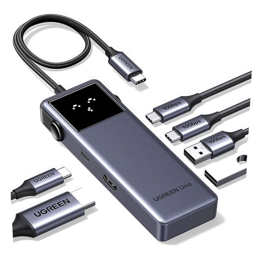 UGREEN Uno 6 in 1 USB-C Hub with 10Gbps USB-C & USB-A Data Ports 4K@60Hz HDMI for MacBook Pro/Air, iPad Pro, Surface, XPS, Thinkpad and More.