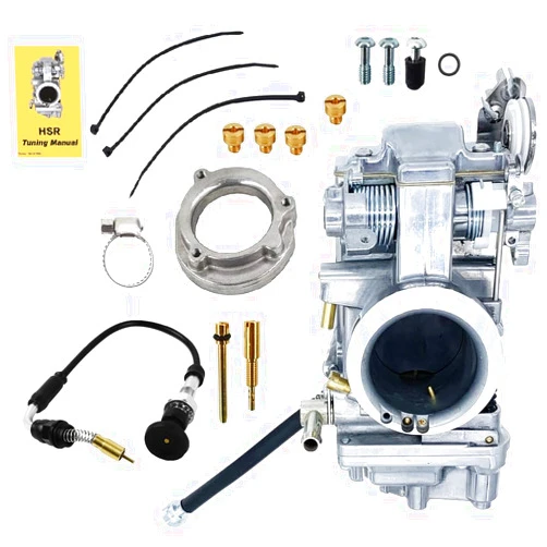 YJGZSVK Polished Performance Carburetor TM45 Fits Mikuni HSR45 HSR 45mm Harley EVO Twin Cam With Choke Cable CNC Filter