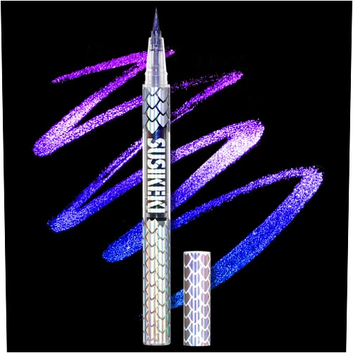 SUSIKEKI Chameleon Liquid Eyeliner, Blue Purple Metallic Color Shifting Shimmery Eye Liner, Duo-color Waterproof Long Lasting Glitter Eye Makeup Pen Eyeliners (Twilight Iris)