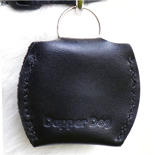 SilenTags Dapper Dog Leather Dog Tag Silencer (Black)