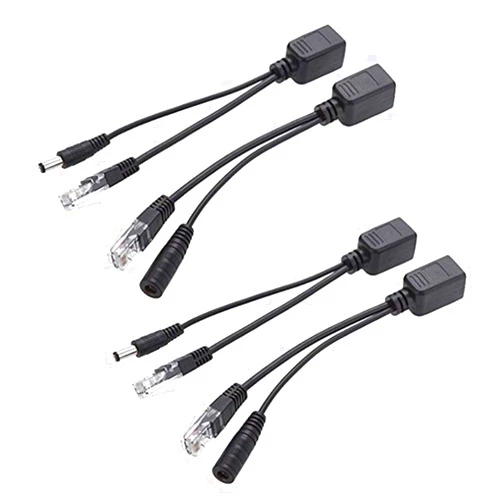 BeElion 2Kits 4PCS Passive PoE Injector and Splitter Kit with 5.5x2.1 mm DC Power Adaptor Connector,Black