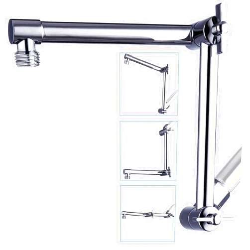 G-Promise Shower Head Extension Arm, Solid Brass Adjustable Extender with Lock Joint, Rise or Lower Rainfall and Fixed Shower Head (13 Inch, Chrome)
