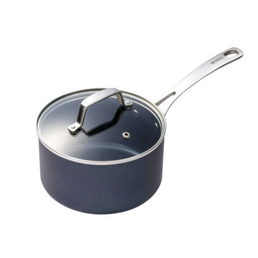 KYOCERA Ceramic Saucepan with Ceramic Non-Stick Coating, 7 inches, PFAS/PTFE Free, Stainless Steel Handle, Suitable for All Stove Types, Includes Glass Lid, CSP-07