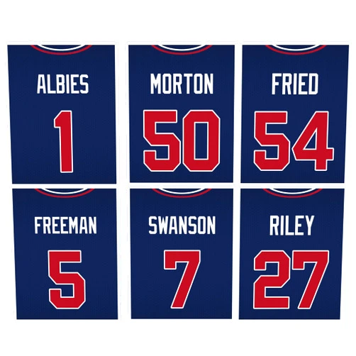 TnT Prints Atlanta Braves Poster Set of Six 2021 World Series Champions Jerseys- 8x10 Semi-Gloss Poster Prints