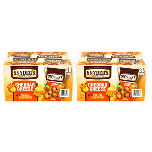 Snyder's of Hanover Pretzel Sandwiches, Cheddar Cheese, Snack Packs, 30 Ct (Pack of 2)