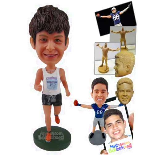 MyCustomBobblehead.com Custom Bobblehead Male Marathon Runner Running Ahead of The Pack - Sports & Hobbies Running Personal