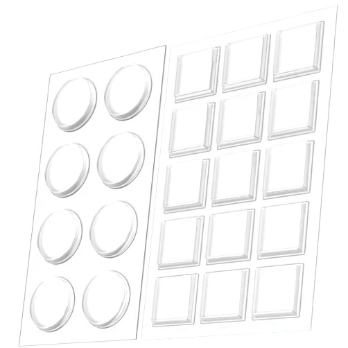 GorillaGrit 1 Inch Clear Adhesive Bumpers Combo Pack (Square, Circle) - Made in USA - Set of 23 Transparent Glass Protective Pads, Self Stick Rubber Pads for Glass Table Top, Furniture Feet, Picture Frames
