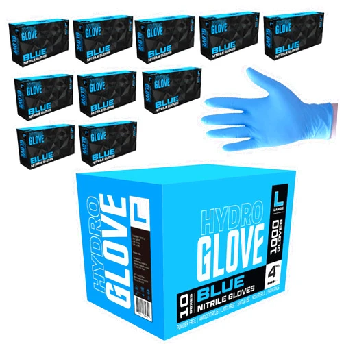 HydroGlove 4 MIL BLUE Nitrile Gloves | Case of 1000 | Exam Grade, Food Safe, Powder Free, Latex-Free