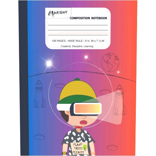 Santiago Design Composition Notebook: Wide Ruled Paper Notebook Journal | Blank Wide Lined Workbook for Boys, Kids, Teens and Students | MARSBOY Metaverse Design. | (9-3/4