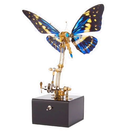Keetopteep 3D Metal Puzzle Butterfly with Music Box, 300+PCS 3D Metal Butterfly Model Kit, DIY Assembly Metal Steampunk Puzzle Mechanical Butterfly Gift for Adults