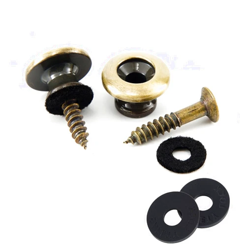 Miwayer Guitar Strap Locks Ukulele Straplock Bass Strap Buttons Metal Strap Retainer System with Strap Blocks (Bronze 2 PCS)
