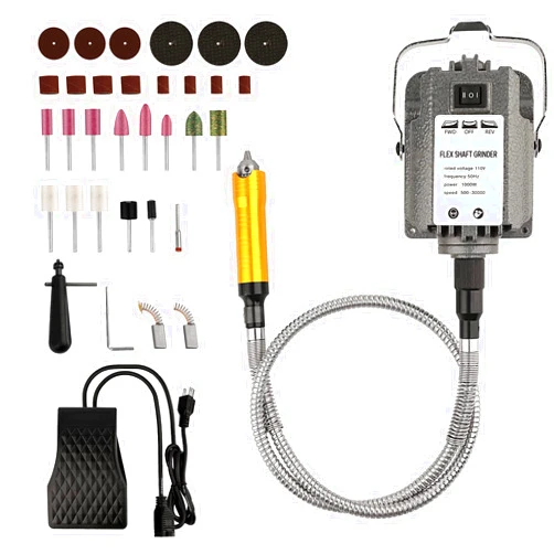 ATOLS 1000W Flex Shaft Rotary Tool Electric Hanging Grinder Carver,Electric Multi-function Metalworking Tools Repair Kit,Foot Pedal Control,Metal Flexible Shaft,Suitable for Carving, Buffing,30000 RPM
