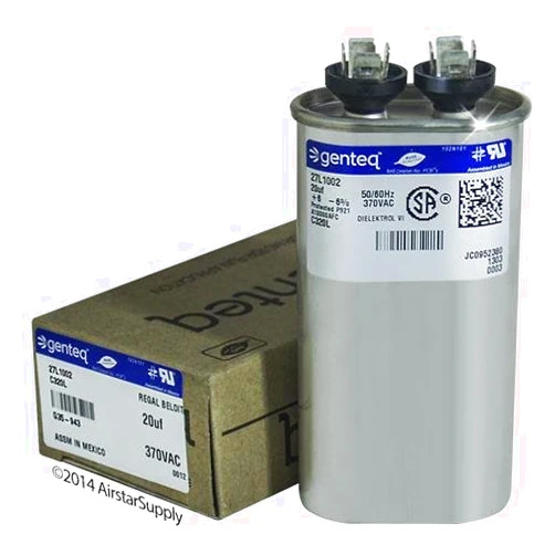 Genteq Mars 12014 - 20 uF MFD x 370 VAC Genteq Replacement Capacitor Oval # C320L / 27L1002
